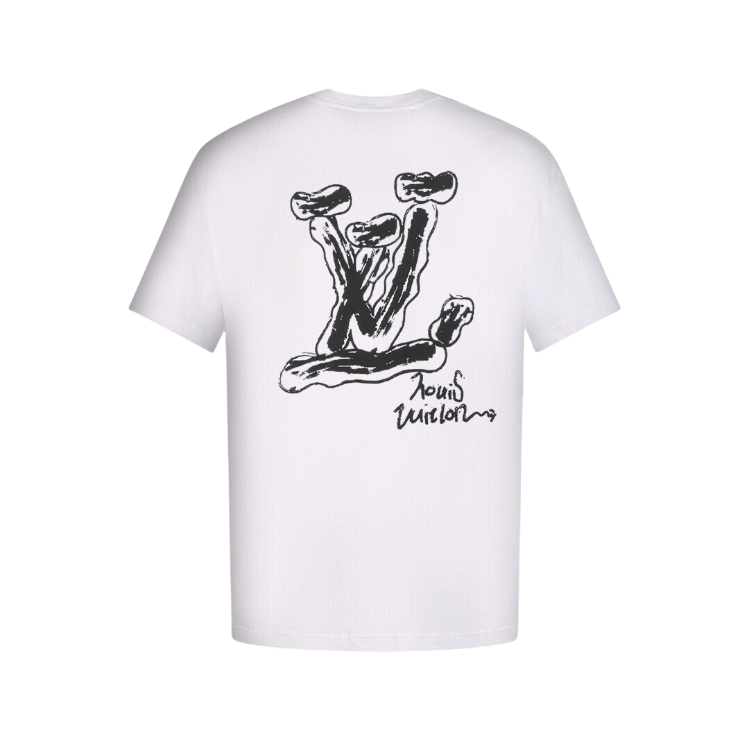 Louis Vuitton/路易威登 草写字母Logo发泡短袖T恤 黑色 白色