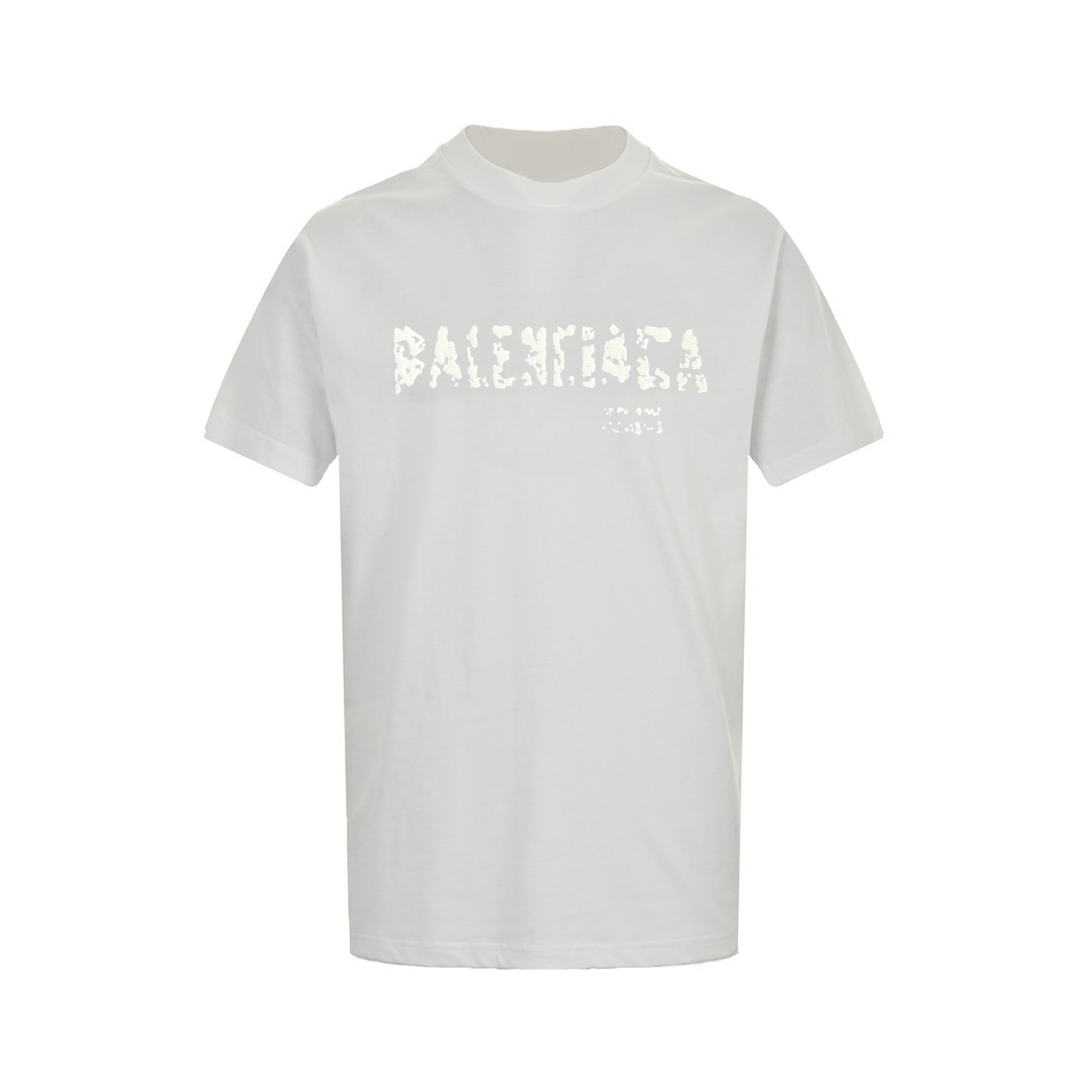 Balenciaga/巴黎世家 限定款发泡夜光短袖T恤黑色 白色-Chinese UA Cheap High Quatity Brand Clothes Bags handbags Sneakers wholesale wholesaler seller from China Factory suppliers Fashion Clothing Shoes best Quality Beautiful Price Balenciaga/巴黎世家 限定款发泡夜光短袖T恤黑色 白色