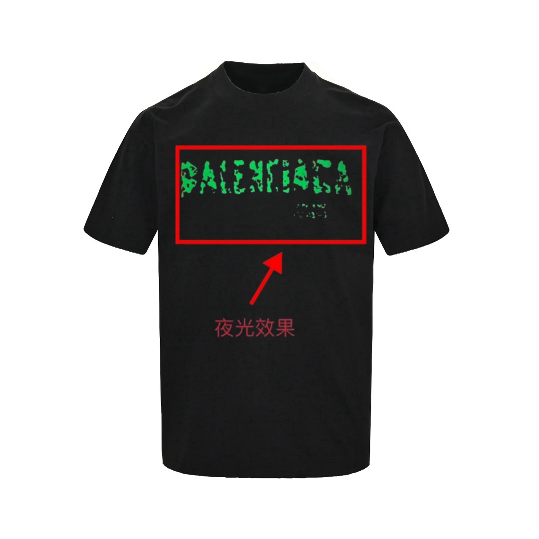 Balenciaga/巴黎世家 限定款发泡夜光短袖T恤黑色 白色-Chinese UA Cheap High Quatity Brand Clothes Bags handbags Sneakers wholesale wholesaler seller from China Factory suppliers Fashion Clothing Shoes best Quality Beautiful Price Balenciaga/巴黎世家 限定款发泡夜光短袖T恤黑色 白色