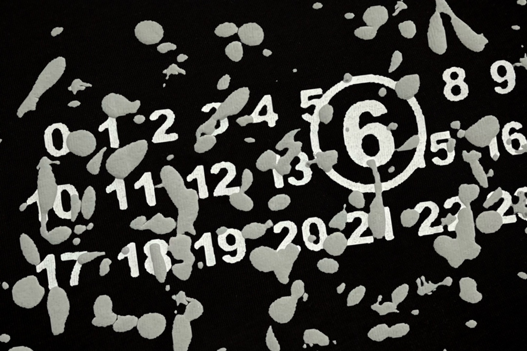 Maison Margiela/马吉拉 MM6数字发泡印花短袖T恤黑色