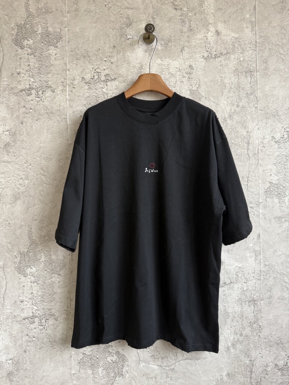 Balenciaga bordado de amor de edición limitada del día de San Valentín chino P85 Talla: Xs-L Color: Negro