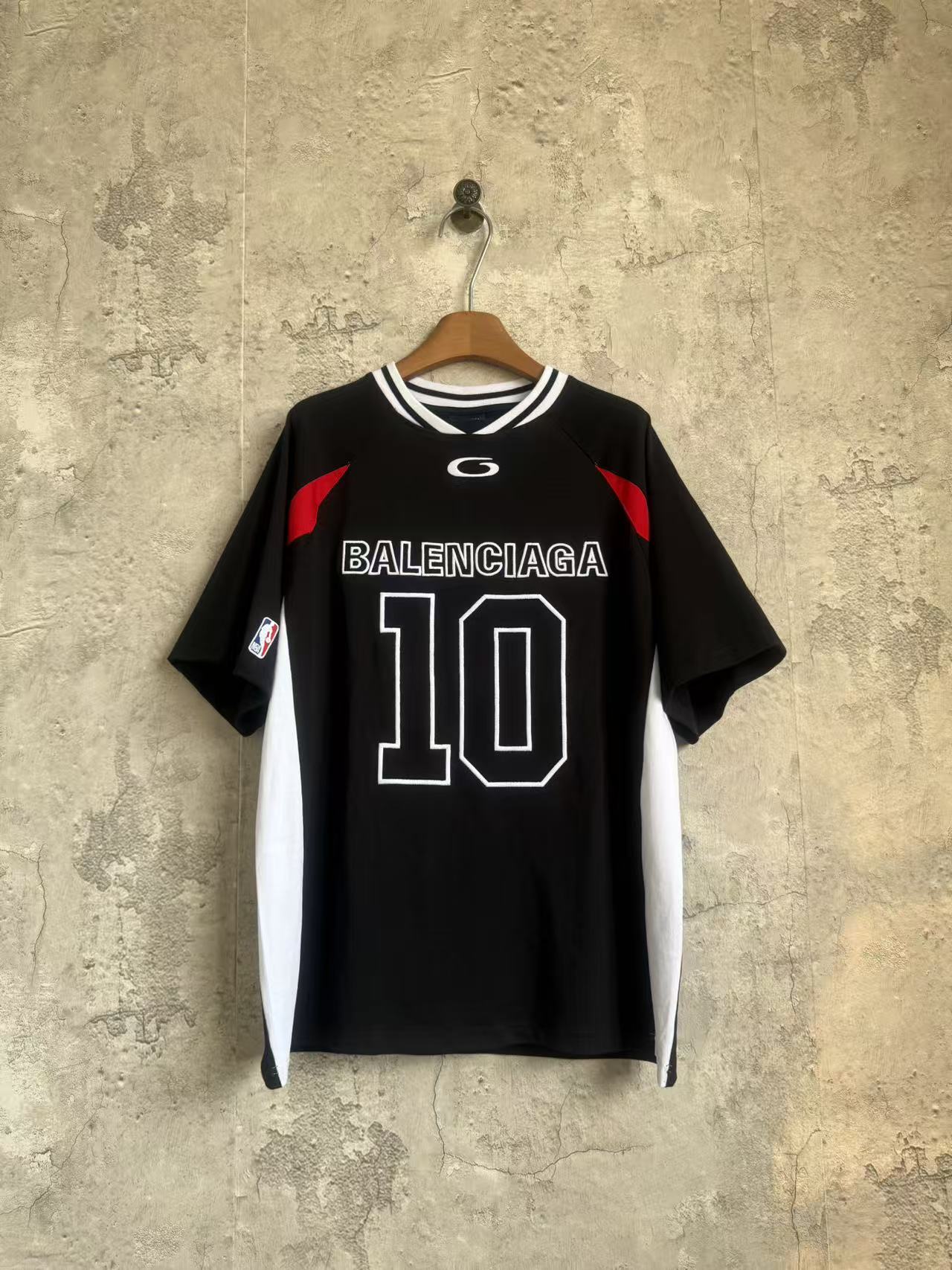 P125 Color de manga corta bordado con el número 10 de marca compartida de la NBA; tamaño negro; xs-l
