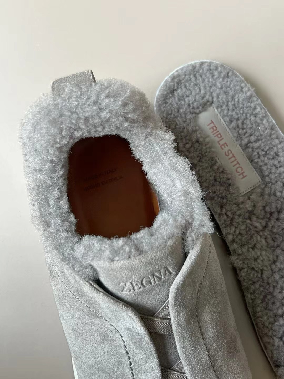 Zegna Gray Suede & Shearling Slip-On Sneakers: Comfort & Style, Sizes 39-46 6 i1722419268 1335 0