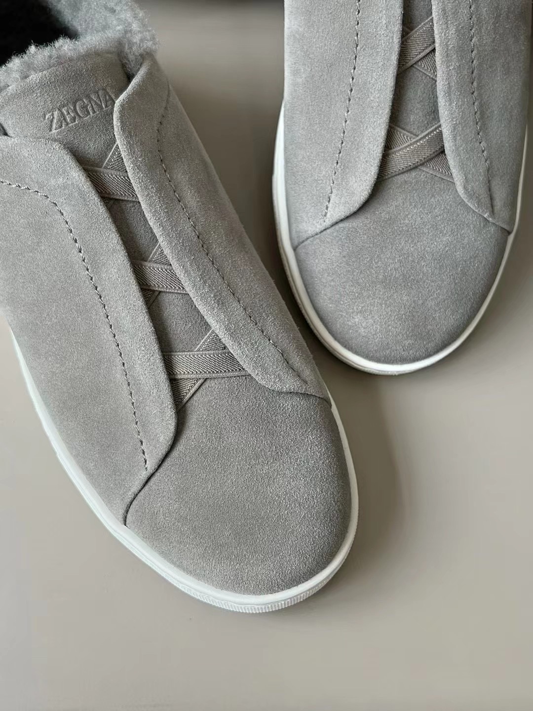 Zegna Gray Suede & Shearling Slip-On Sneakers: Comfort & Style, Sizes 39-46 4 i1722419268 2526 2
