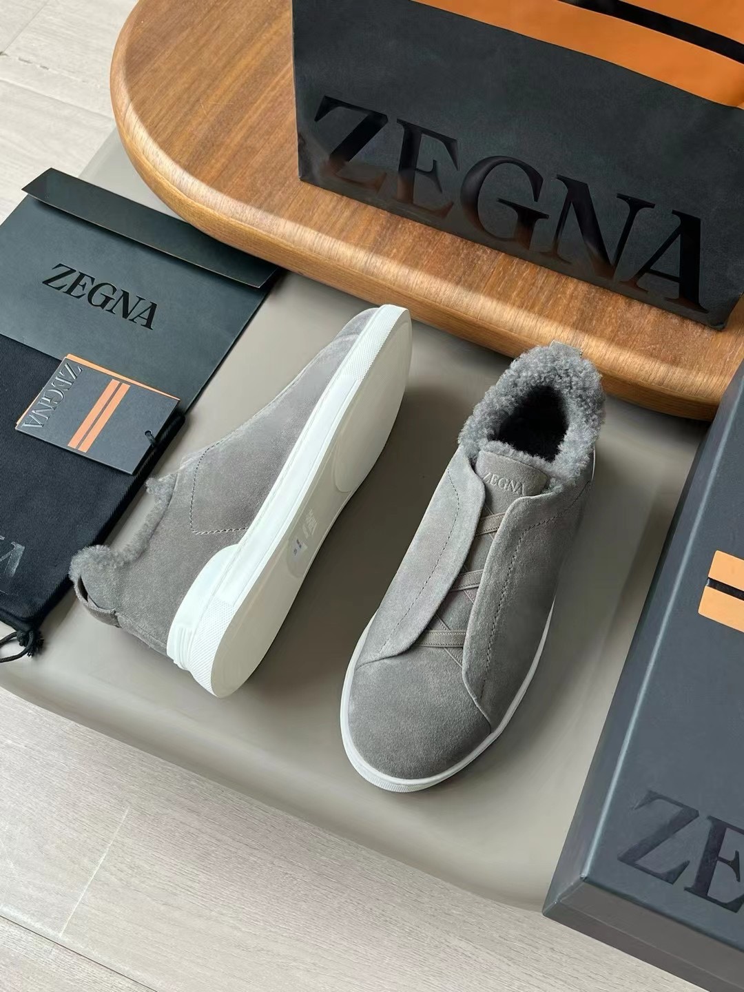 Zegna Gray Suede & Shearling Slip-On Sneakers: Comfort & Style, Sizes 39-46 5 i1722419268 4624 4
