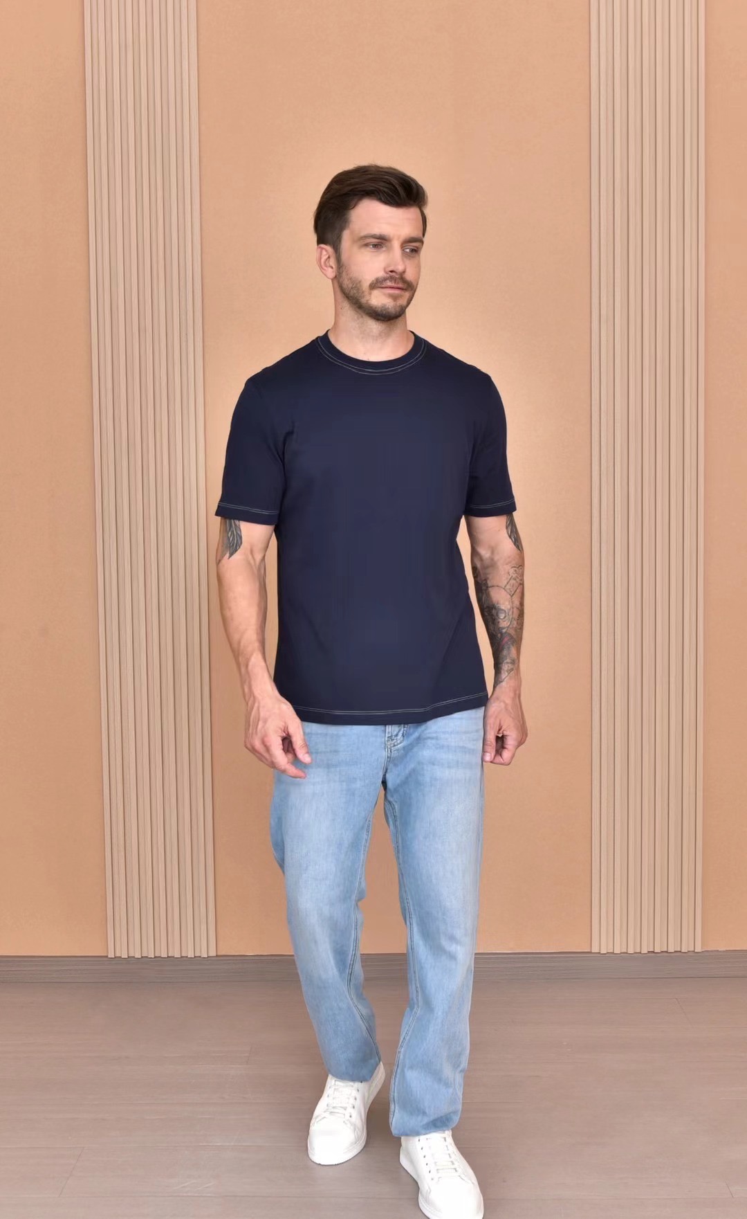 Men's Loro Piana Style Premium Cotton T-Shirt - Comfortable & Breathable