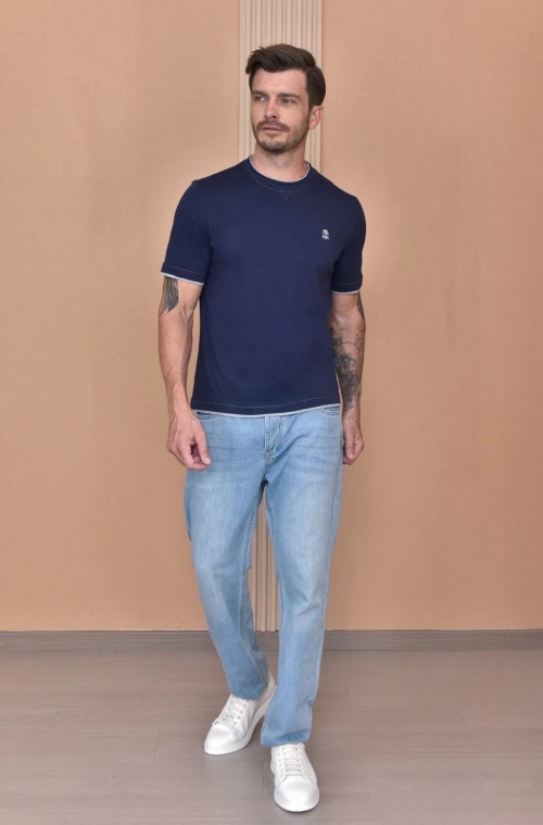 Loro Piana Men's Casual Short Sleeve T-Shirt - Comfortable and Stylish 1 Loro Piana Men's Casual Short Sleeve T-Shirt - Comfortable and Stylish