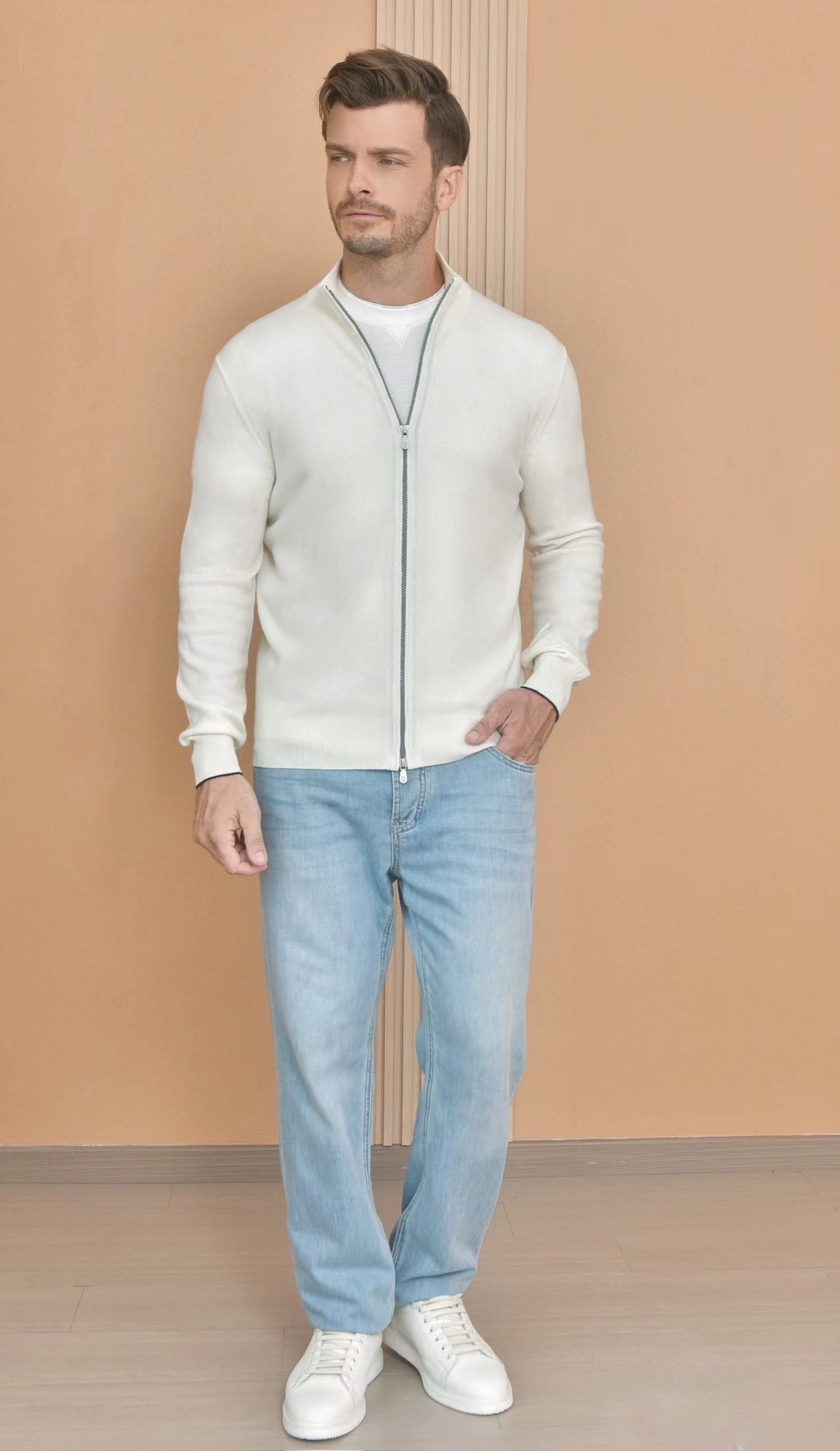 Luxurious Loro Piana Style Cashmere Full Zip Cardigan Sweater 2 i1724053013 3 5