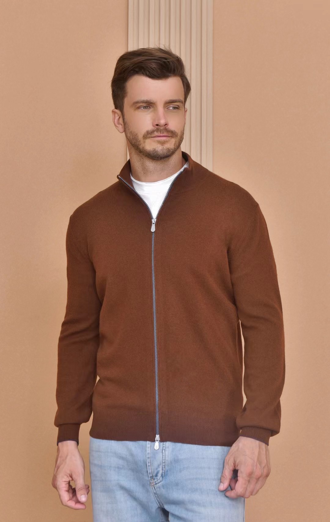 Loro Piana Men's Brown Full Zip Knit Cardigan - Comfortable & Stylish 3 i1724053444 1350 0
