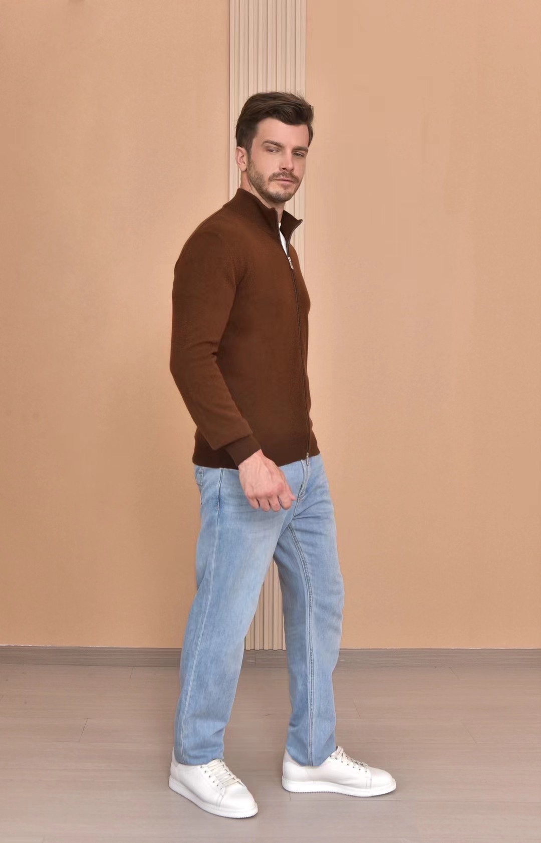 Loro Piana Men's Brown Full Zip Knit Cardigan - Comfortable & Stylish 7 i1724053444 7882 4