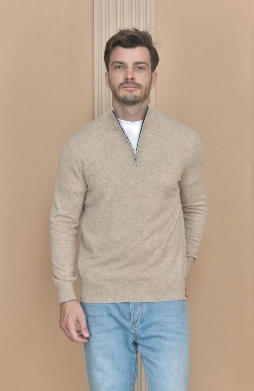 Luxurious Loro Piana Style Men's Quarter-Zip Pullover Sweater - Classic Fit