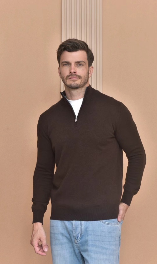 Loro Piana Men's Brown Quarter-Zip Cashmere Sweater: Luxurious & Stylish 1 Loro Piana Men's Brown Quarter-Zip Cashmere Sweater: Luxurious & Stylish