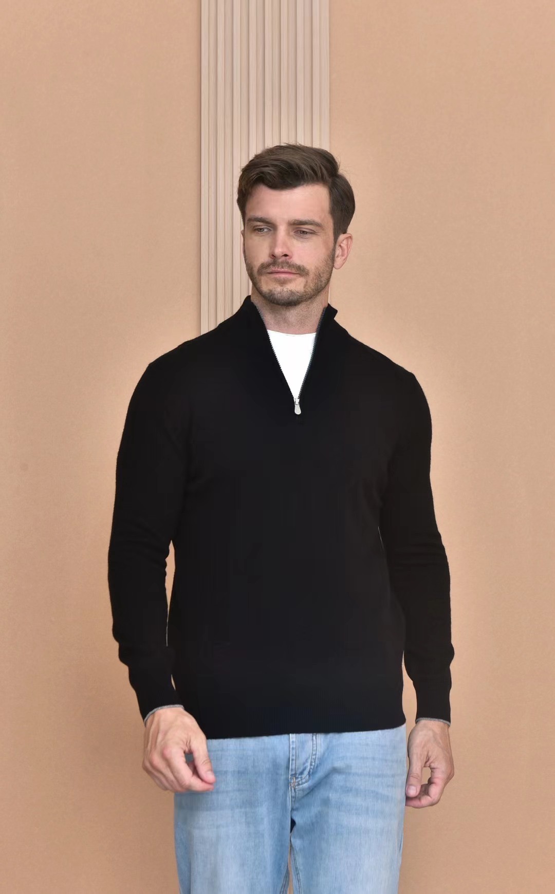 Loro Piana Men's Black Half-Zip Cashmere Blend Pullover Sweater 2 i1724750286 2031 0