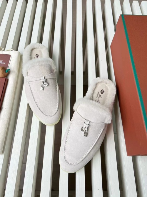 Loro Piana White Suede Leather Mules with Fur Lining, Women's Sizes 35-42 1 Loro Piana White Suede Leather Mules with Fur Lining, Women's Sizes 35-42