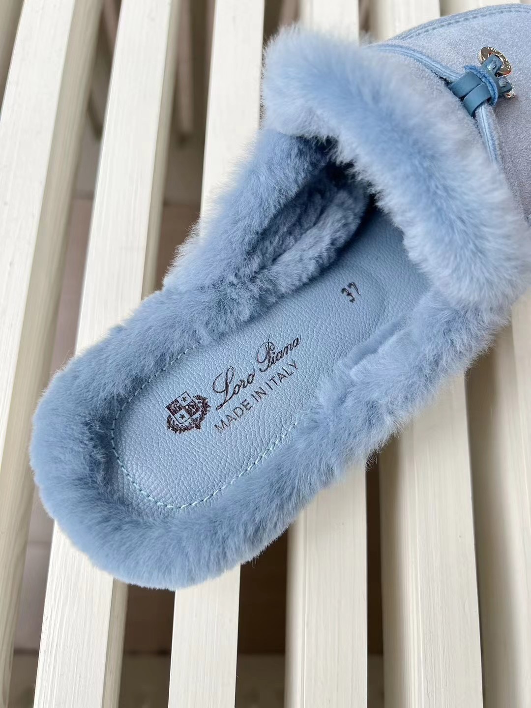 Loro Piana Women's Blue Suede Leather Mules with Fur - Sizes 35 to 42 5 i1727244333 5613 3