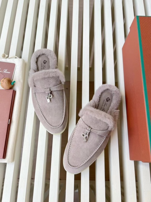 Loro Piana Women's Suede Mules with Fur Trim - Luxurious Comfort 1 Loro Piana Women's Suede Mules with Fur Trim - Luxurious Comfort