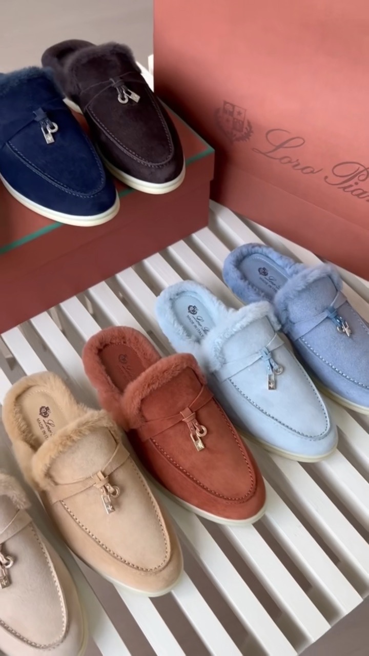 Loro Piana Suede Leather Mules with Shearling Lining - Luxurious Comfort