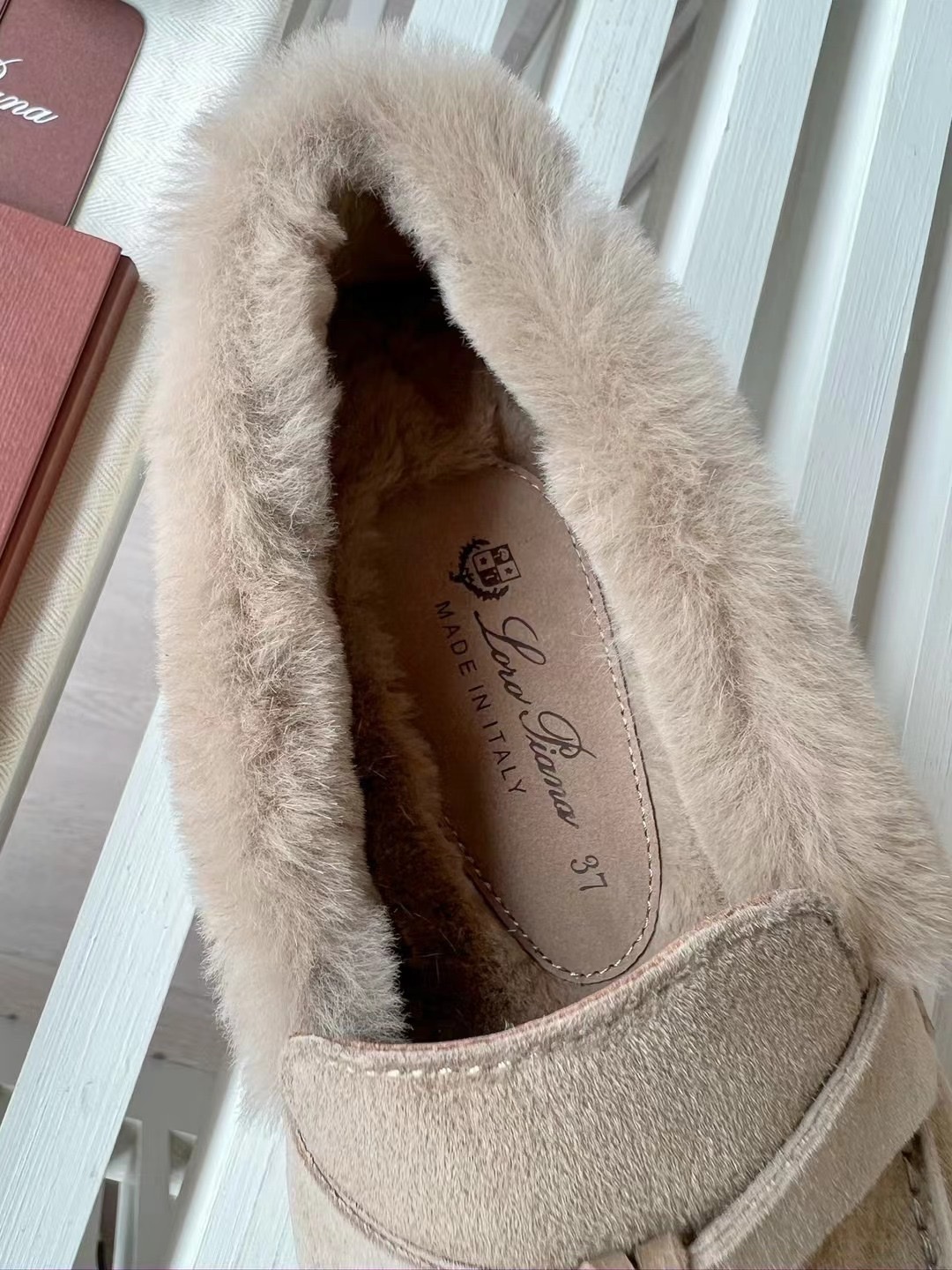Loro Piana Women's Suede Shearling Trimmed Loafers - Beige, Sizes 35-42 5 i1727245291 7819 3