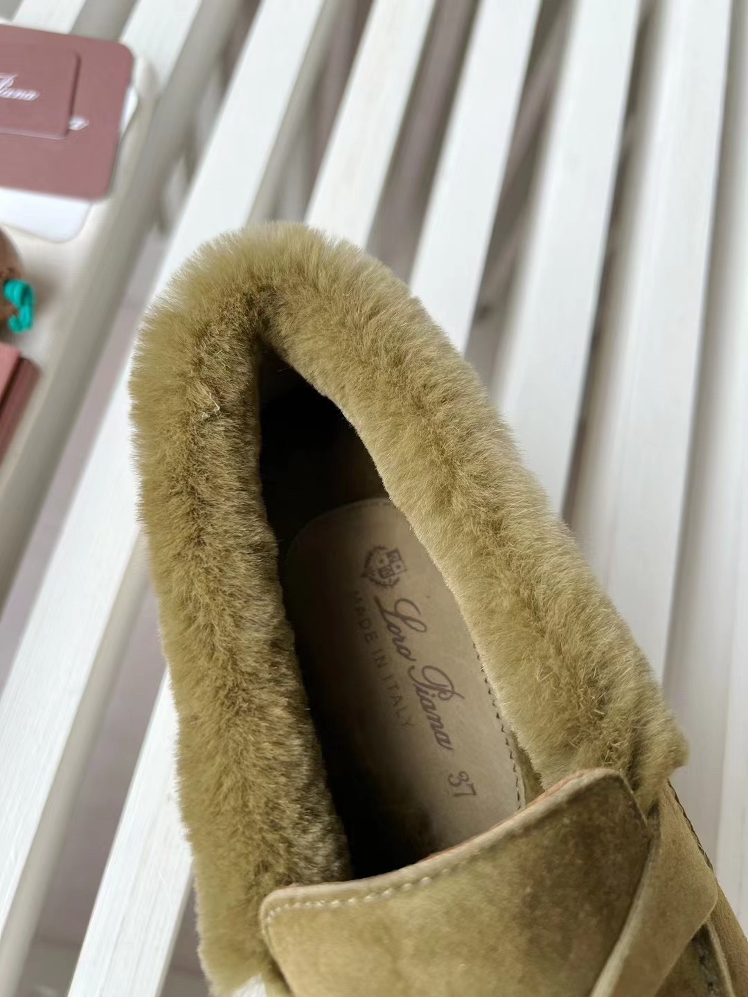 Loro Piana Olive Green Suede Shearling-Lined Loafers Comfortable Slip-On Shoes 6 i1727246849 5624 1