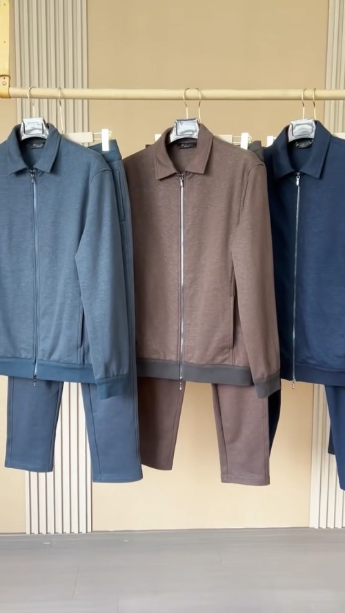 Men's Loro Piana Style Zip-Up Tracksuit Set - Casual Comfort