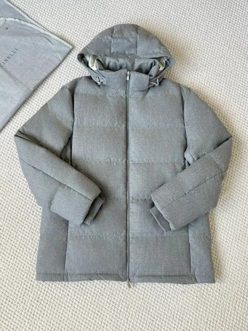 Loro Piana Gray Down Padded Jacket, Warm and Stylish Winter Coat 1 Loro Piana Gray Down Padded Jacket, Warm and Stylish Winter Coat