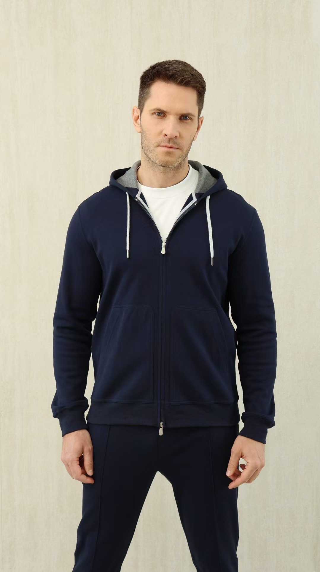Loro Piana Men's Navy Blue Full-Zip Cotton Hoodie and Tracksuit Set 2 i1737523649551 5326 0 0
