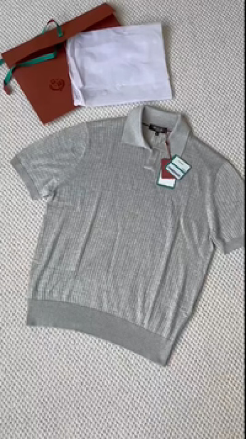 Loro Piana Men's Gray Short Sleeve Polo Shirt - Casual Luxury 1 Loro Piana Men's Gray Short Sleeve Polo Shirt - Casual Luxury