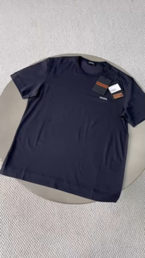 Loro Piana Men's Dark Blue Short Sleeve T-Shirt - Luxury and Comfort
