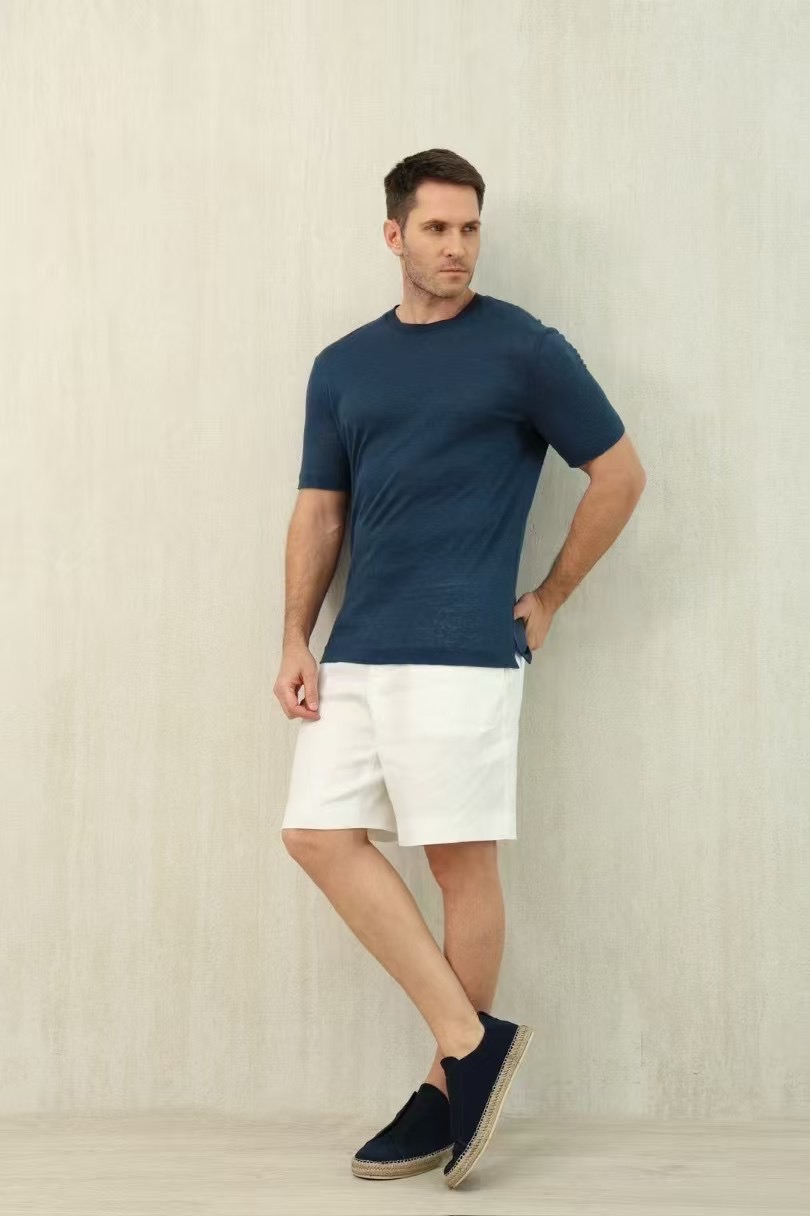 Loro Piana Men's Crew Neck Short Sleeve T-Shirt - Soft Cotton Blend 6 i1741054454983 8204 0 4