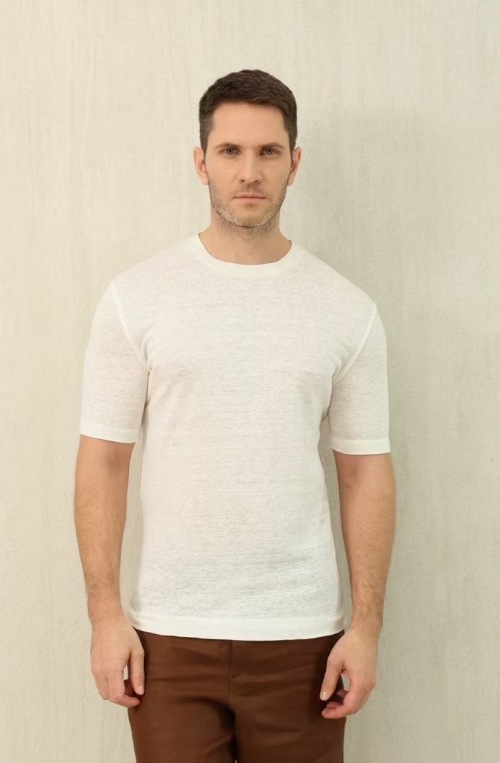 Loro Piana Luxury White Linen T-Shirt for Men - Breathable & Comfortable