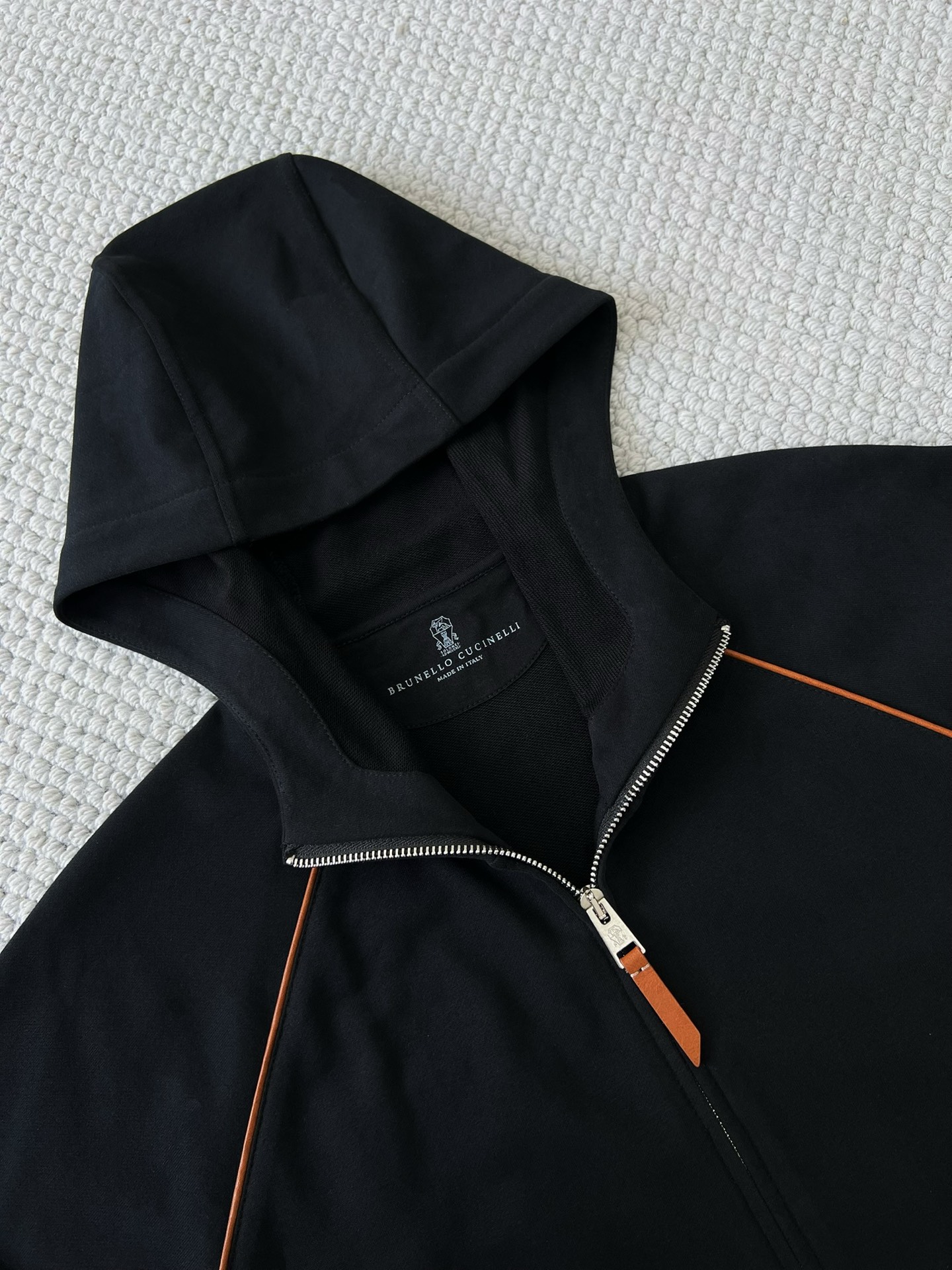 Brunello Cucinelli Men's Black Cotton Zip-Up Hoodie with Contrast Trim 4 i1748589709148 7949 0 2