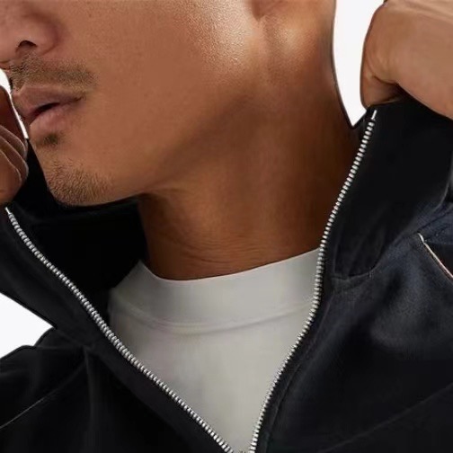 Veste zippée Loro Piana en velours noir pour homme - Élégance décontractée