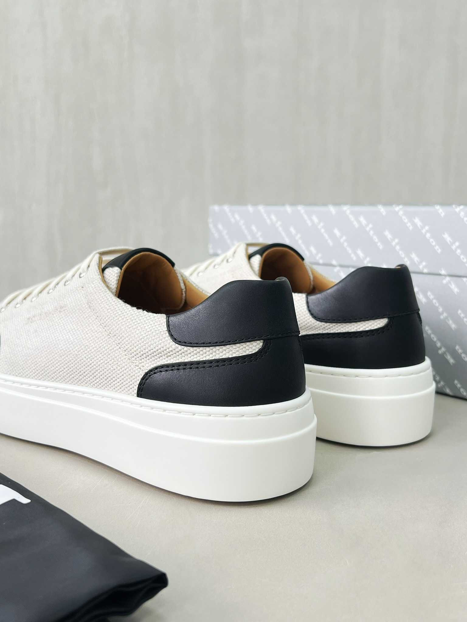 Loro Piana Men's White & Black Canvas Sneakers, Sizes 39-46 4 i1748590127389 1673 0 2