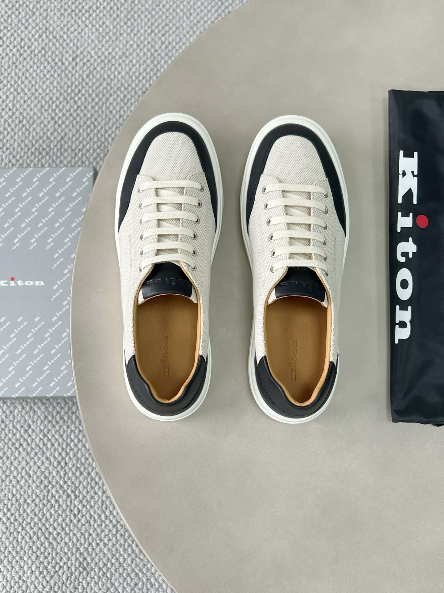 Loro Piana Men's White & Black Canvas Sneakers, Sizes 39-46 6 i1748590127687 2162 0 4