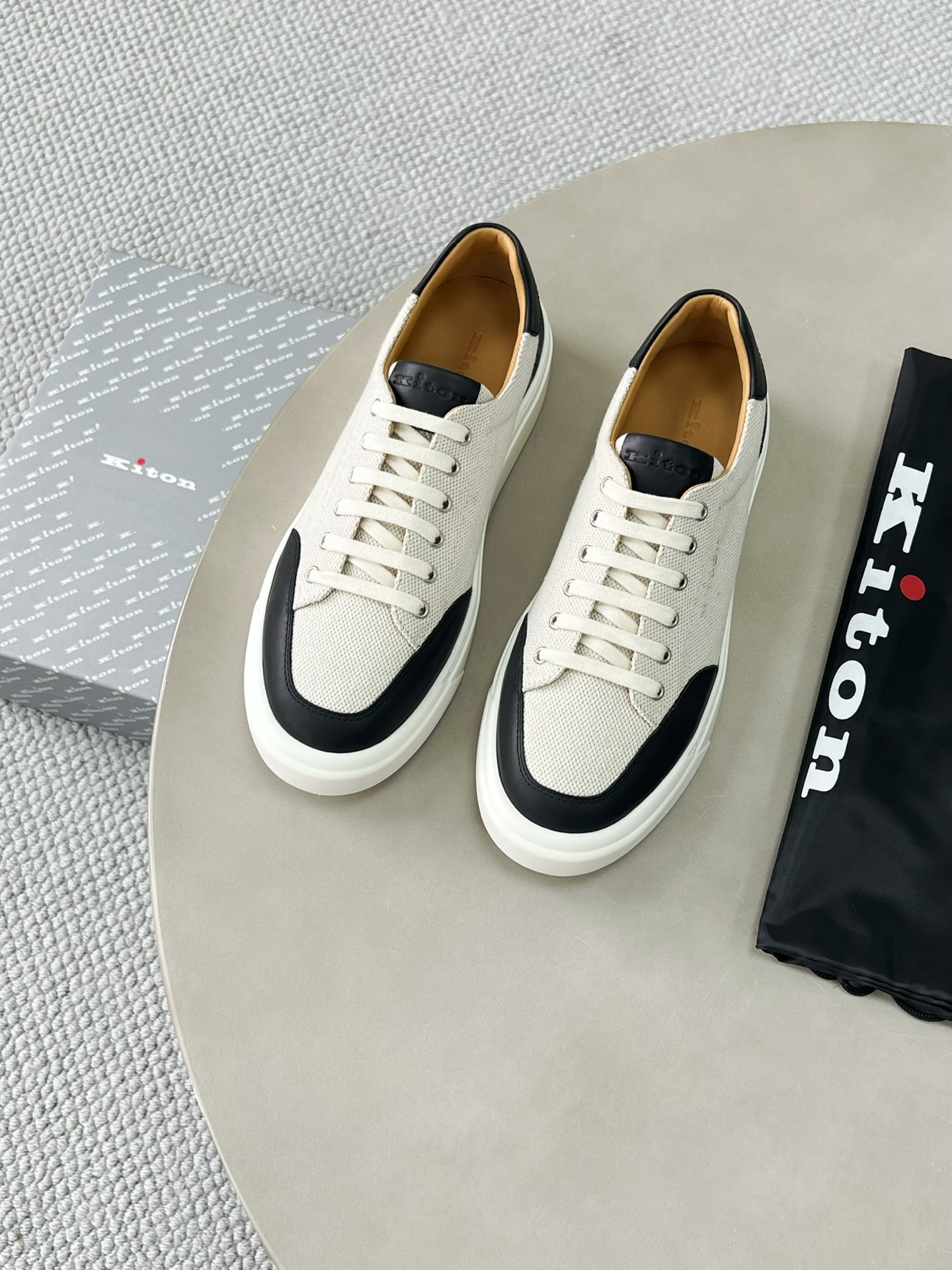 Loro Piana Men's White & Black Canvas Sneakers, Sizes 39-46 5 i1748590127697 7317 0 3