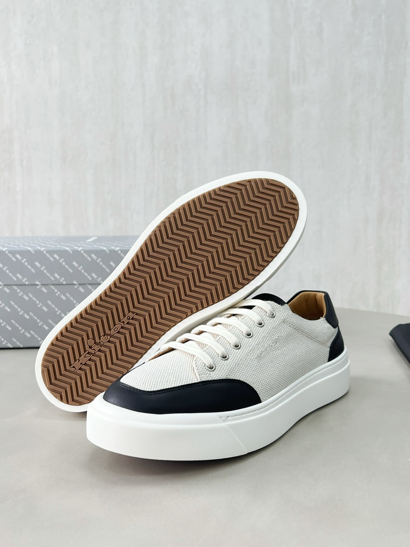Loro Piana Men's White & Black Canvas Sneakers, Sizes 39-46 3 i1748590128328 4042 0 1