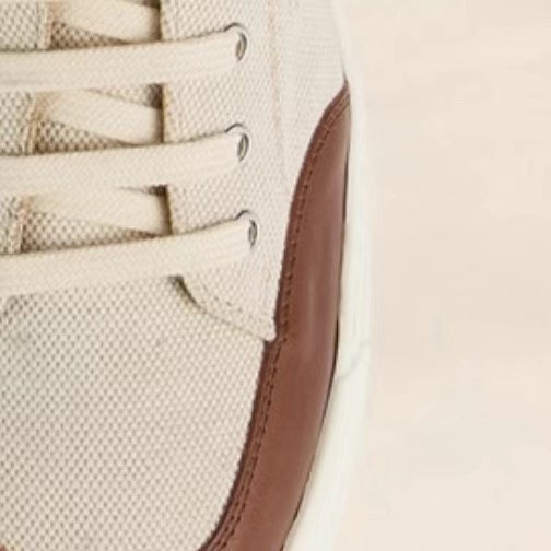 Loro Piana Men's Beige and Brown Leather Trimmed Lace-Up Sneakers