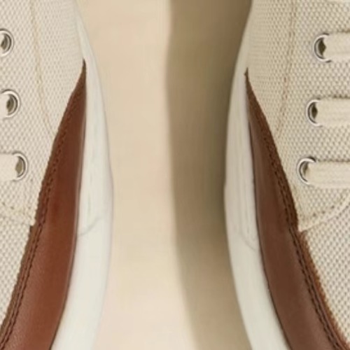 Loro Piana Men's Beige Canvas Sneakers with Brown Leather Accents - Casual Shoes