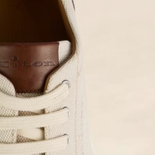 Kiton Men's Casual Lace-Up Sneakers in Beige Canvas - Comfortable & Stylish