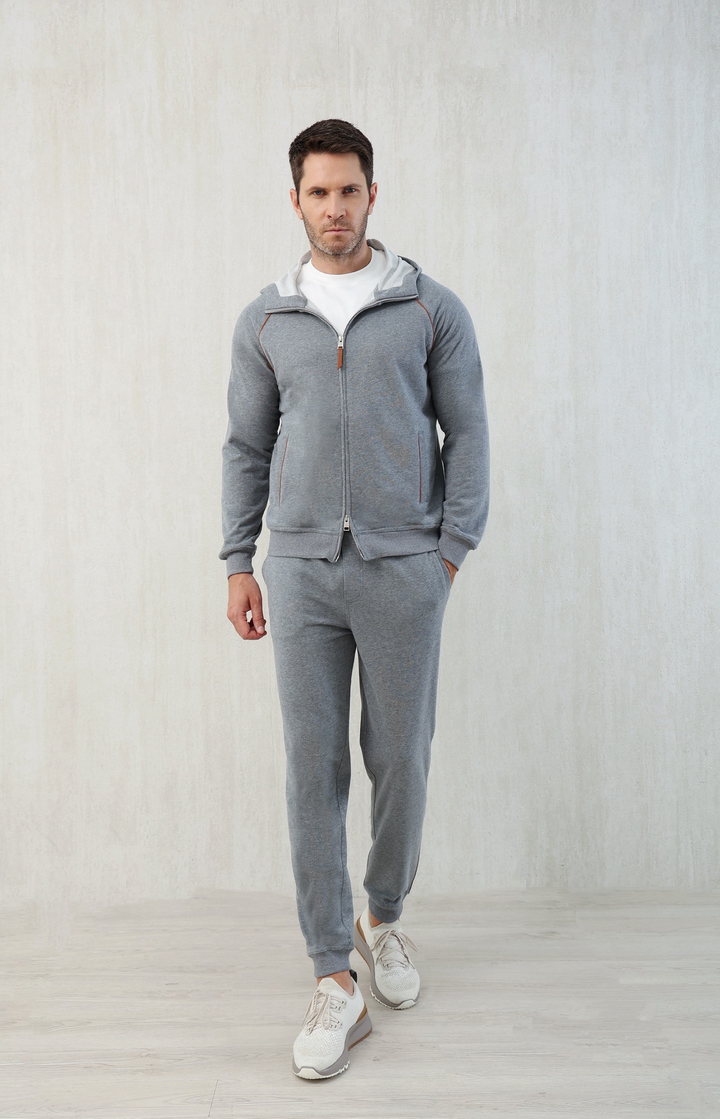 Loro Piana Men's Gray Cotton Blend Tracksuit with Zip Hoodie - M to 3XL 2 i1749111406144 2412 0 0