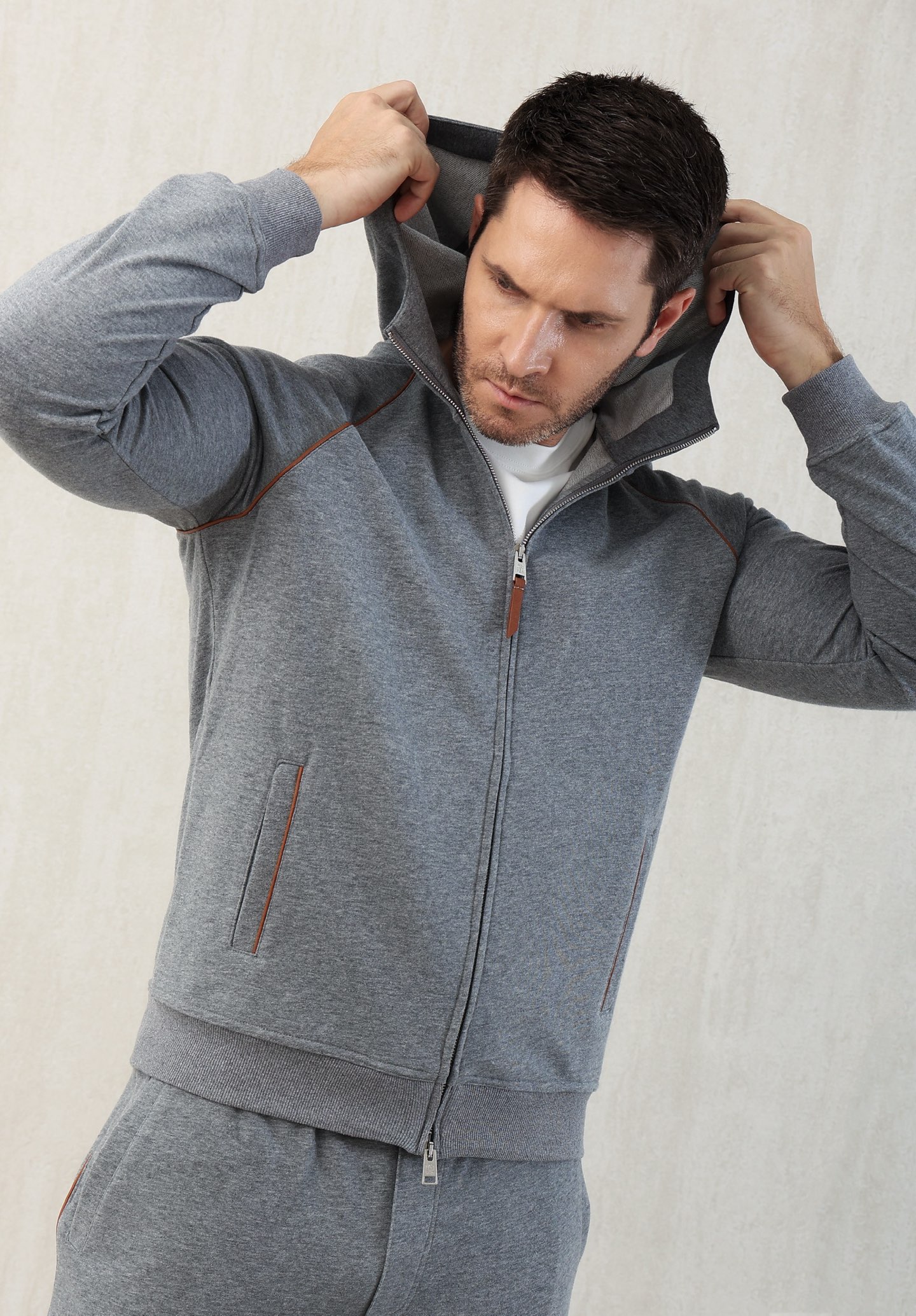 Loro Piana Men's Gray Cotton Blend Tracksuit with Zip Hoodie - M to 3XL 4 i1749111406288 4888 0 2