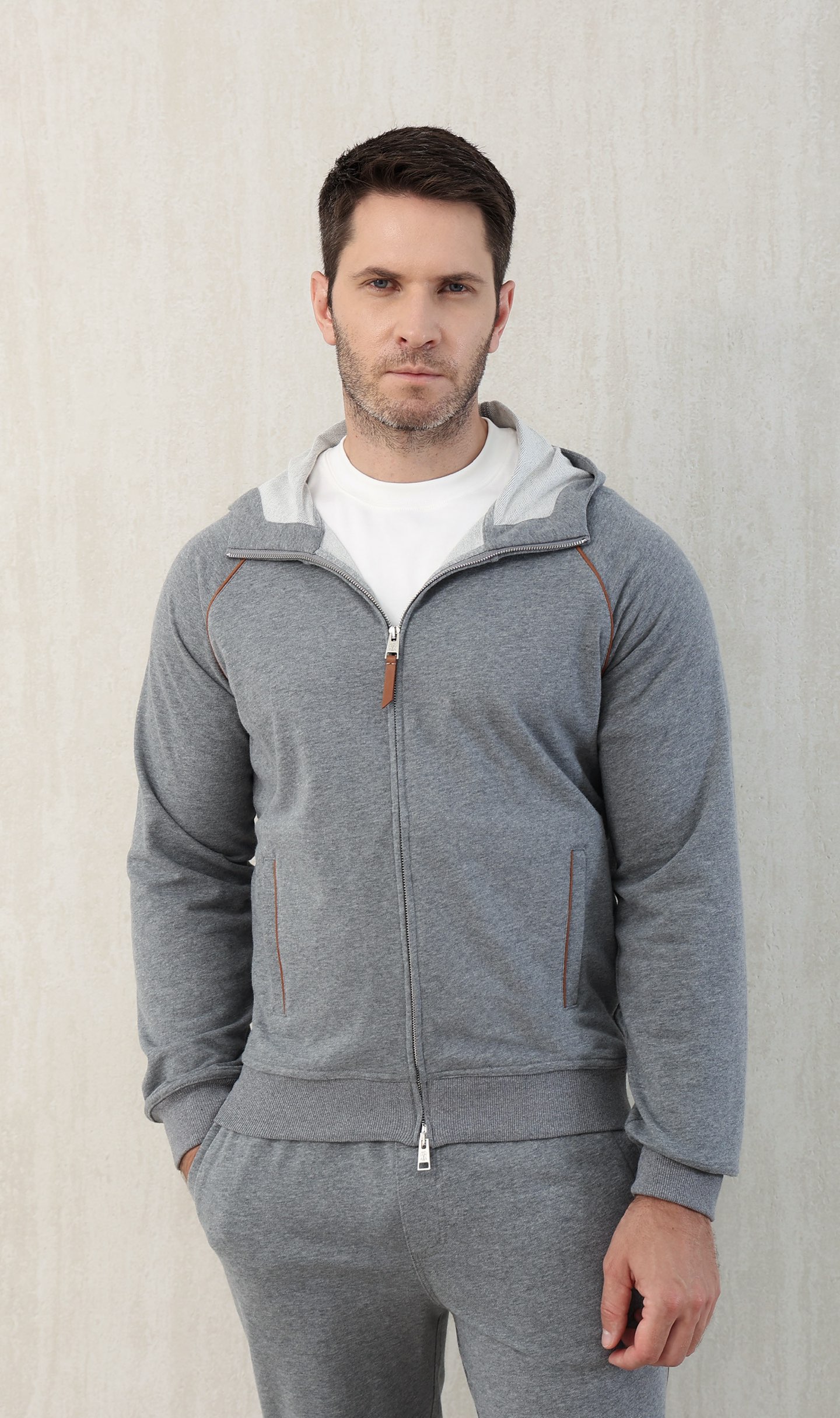 Loro Piana Men's Gray Cotton Blend Tracksuit with Zip Hoodie - M to 3XL 5 i1749111406347 778 0 3