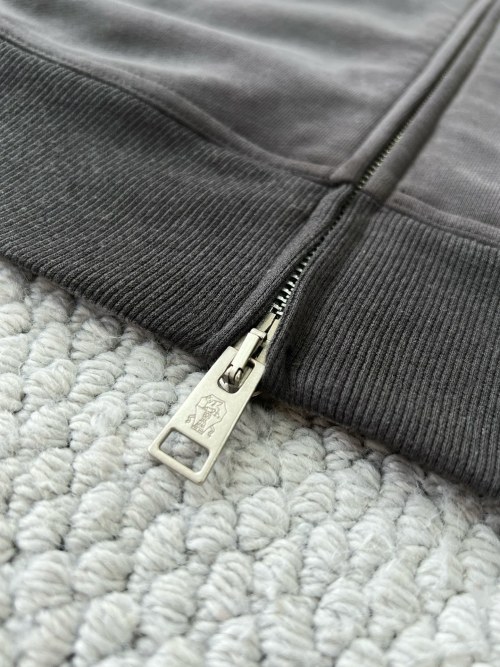 Loro Piana Men's Zip-Up Cotton Blend Casual Sweatshirt - Luxury Comfort