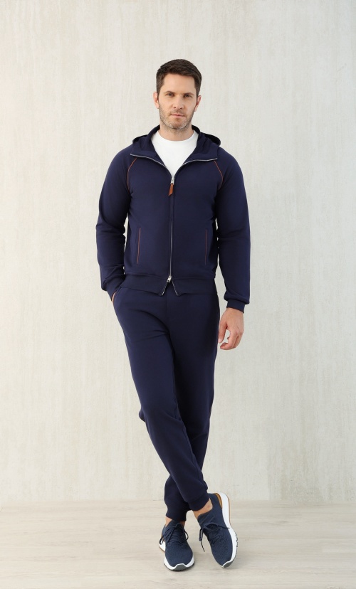 Loro Piana Men's Navy Blue Zip-Up Hoodie and Jogger Set - Sizes M to 3XL 1 Loro Piana Men's Navy Blue Zip-Up Hoodie and Jogger Set - Sizes M to 3XL