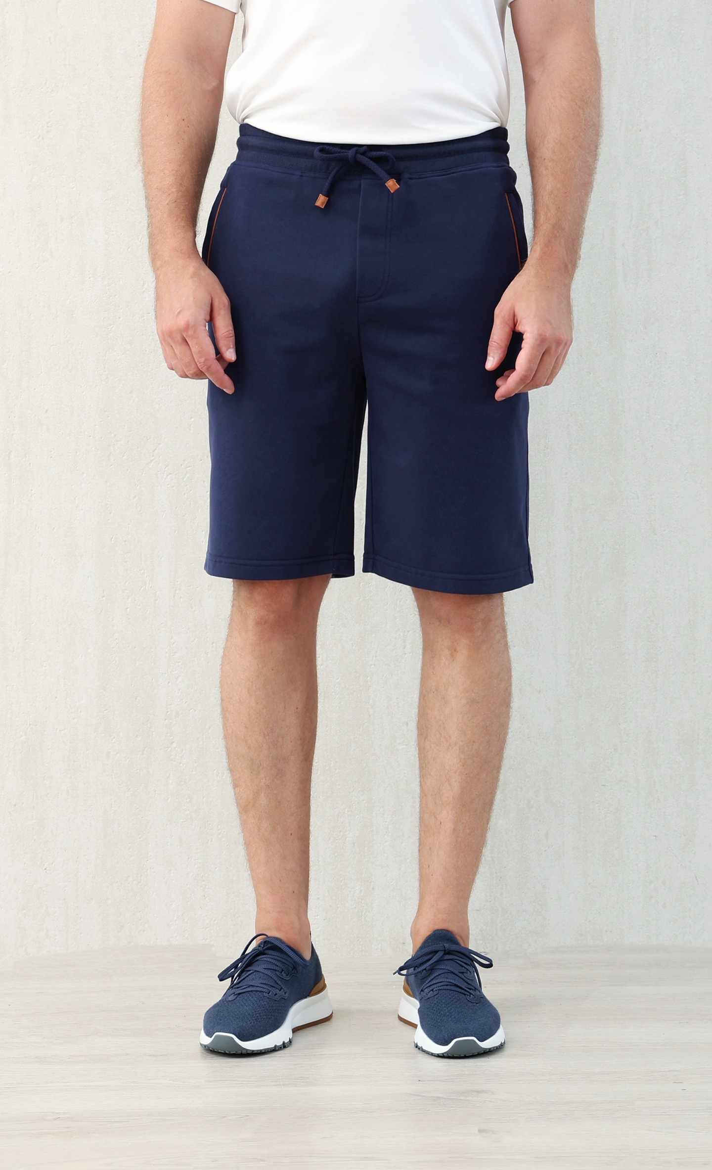 Short de sport Loro Piana en coton bleu marine, tailles M à 3XL