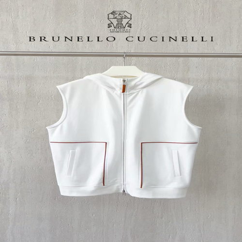 Brunello Cucinelli White Sleeveless Zip-Up Hoodie Vest Stylish and Comfy 1 Brunello Cucinelli White Sleeveless Zip-Up Hoodie Vest Stylish and Comfy