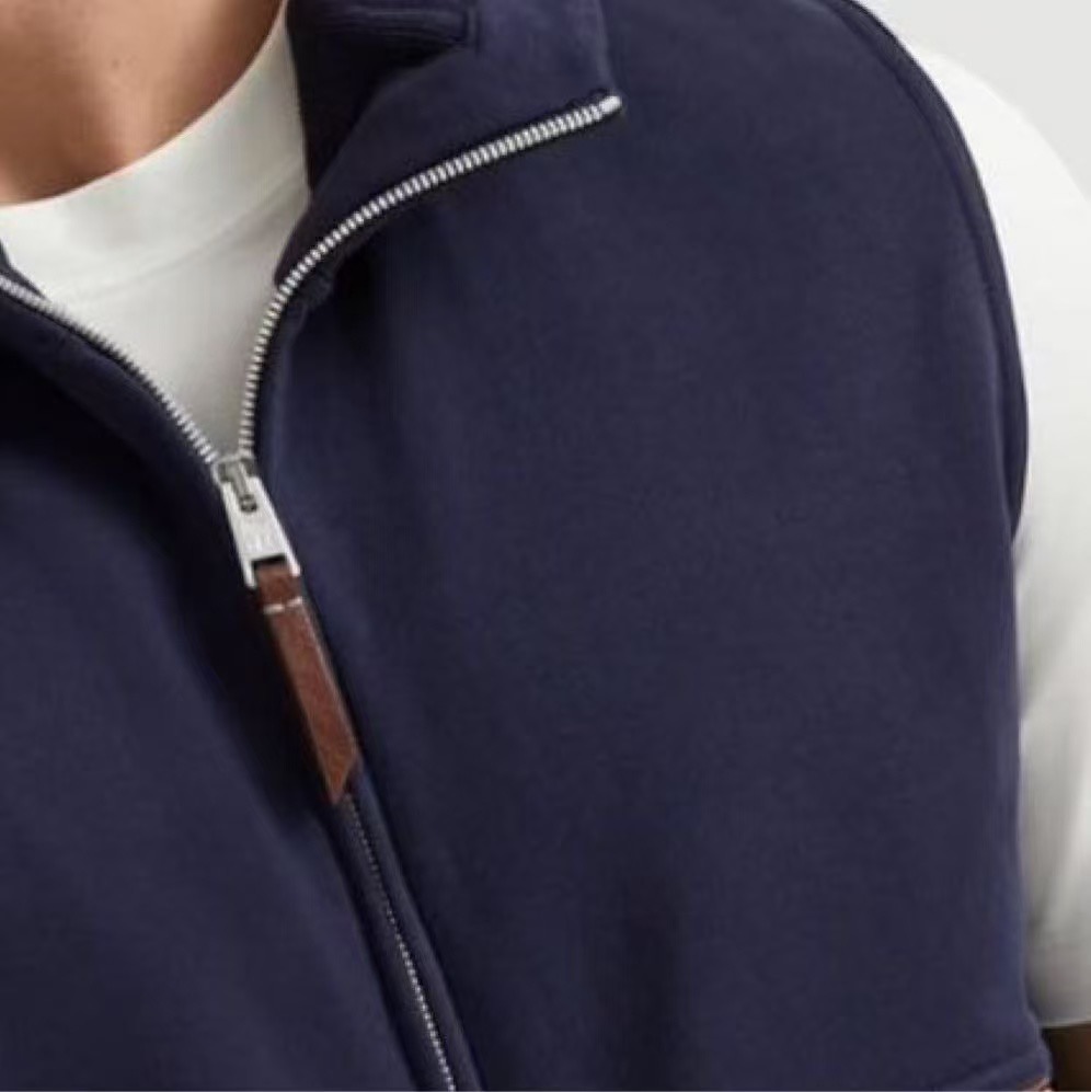Loro Piana Navy Blue Zip-Up Vest - Soft Cotton Blend, Classic Style