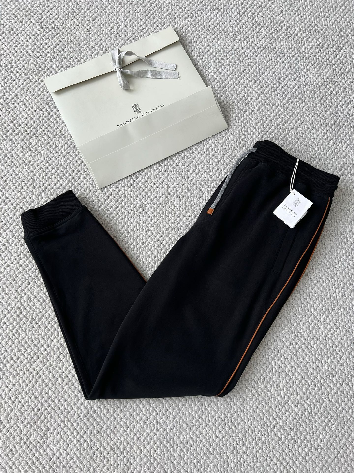 Brunello Cucinelli Men's Black Cotton Blend Casual Lounge Pants with Trim 2 i1749191313085 3693 0 0