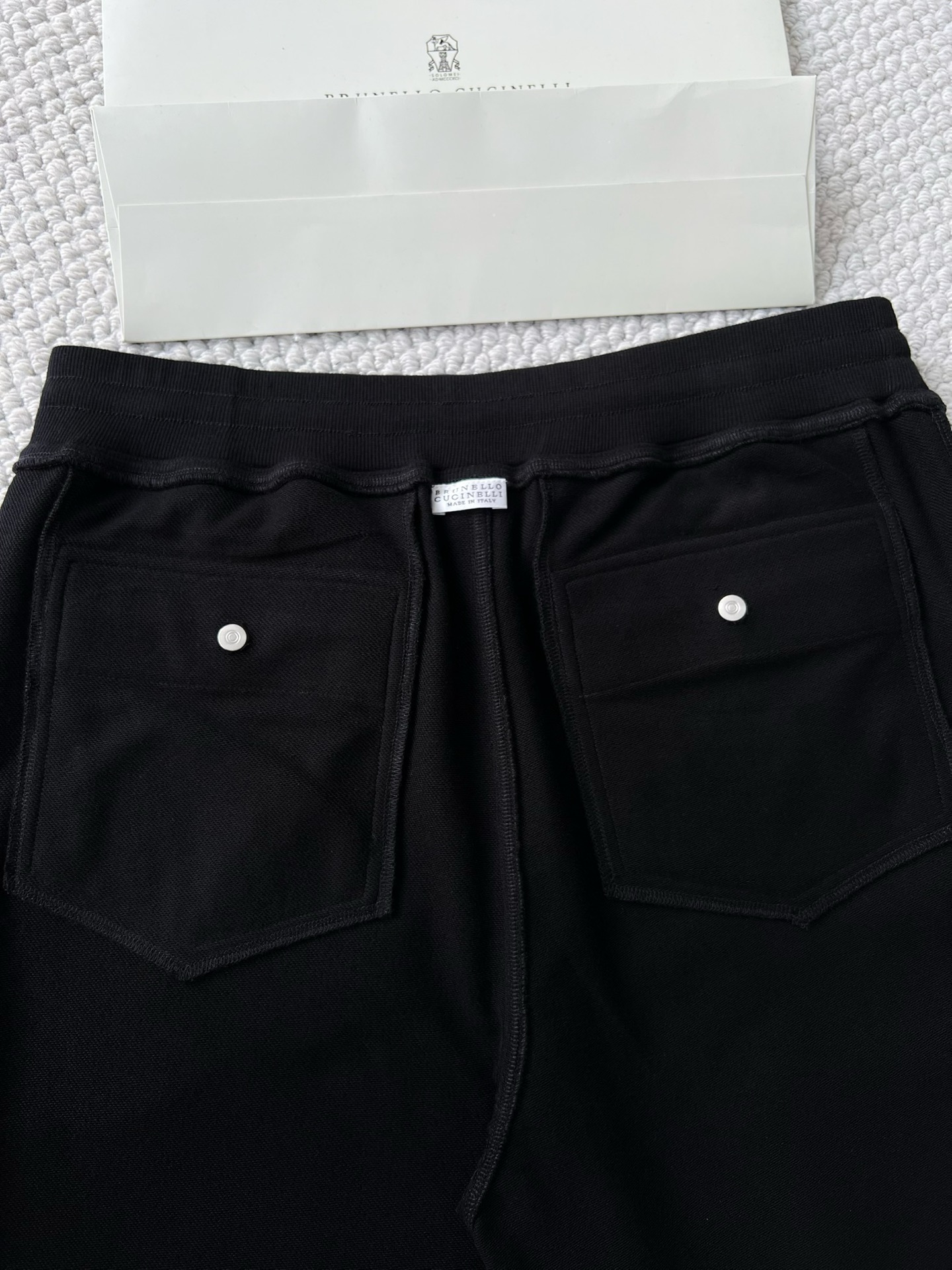 Brunello Cucinelli Men's Black Cotton Blend Casual Lounge Pants with Trim 6 i1749191313157 9738 0 4