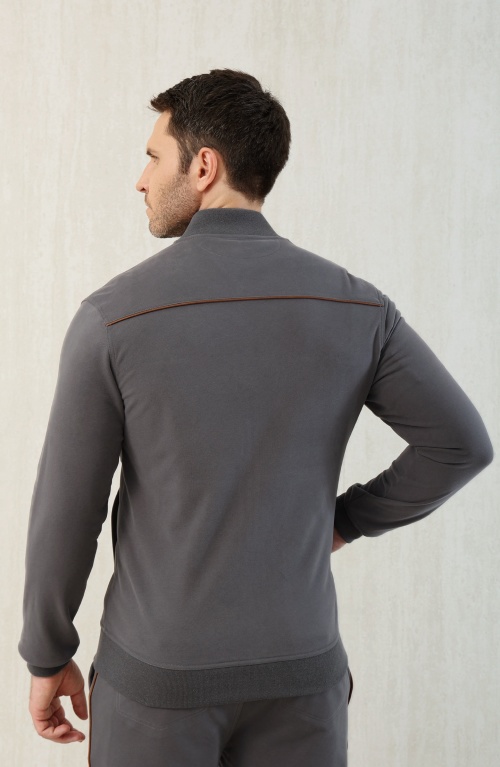 Loro Piana Men's Casual Gray Pullover Sweatshirt with Long Sleeves 1 Loro Piana Men's Casual Gray Pullover Sweatshirt with Long Sleeves